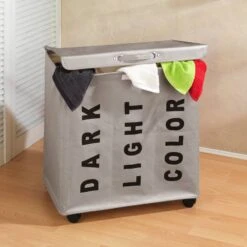 Wenko Sac à Linge Trivo -Wenko waeschesammler trivo kunstfaser hellgrau 4837204